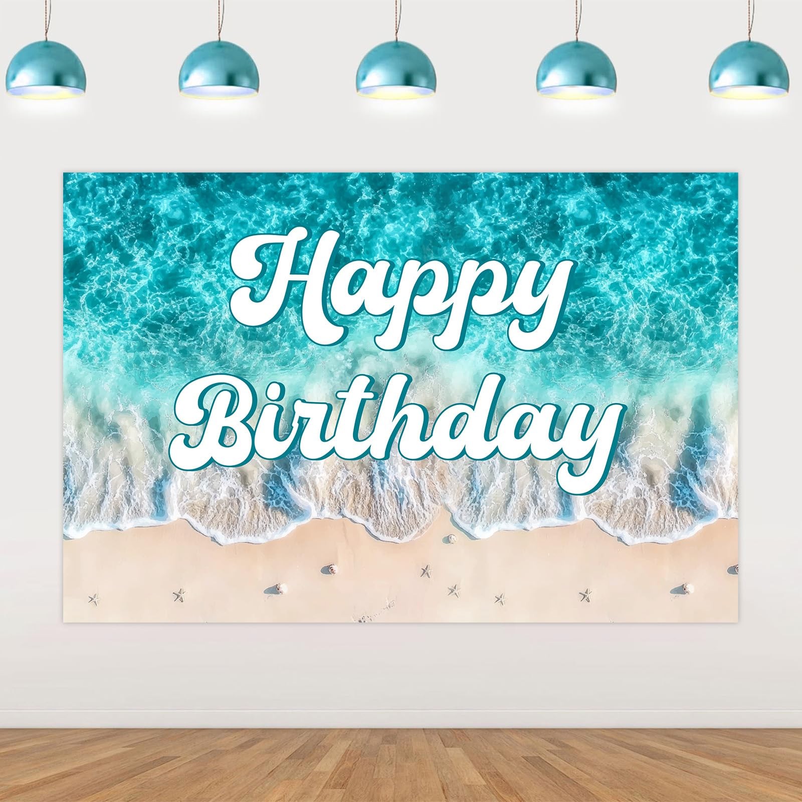 Ocean Waves Birthday Party Decorations 5 * 3ft Ocean-Beach Happy-Birthday Bac…