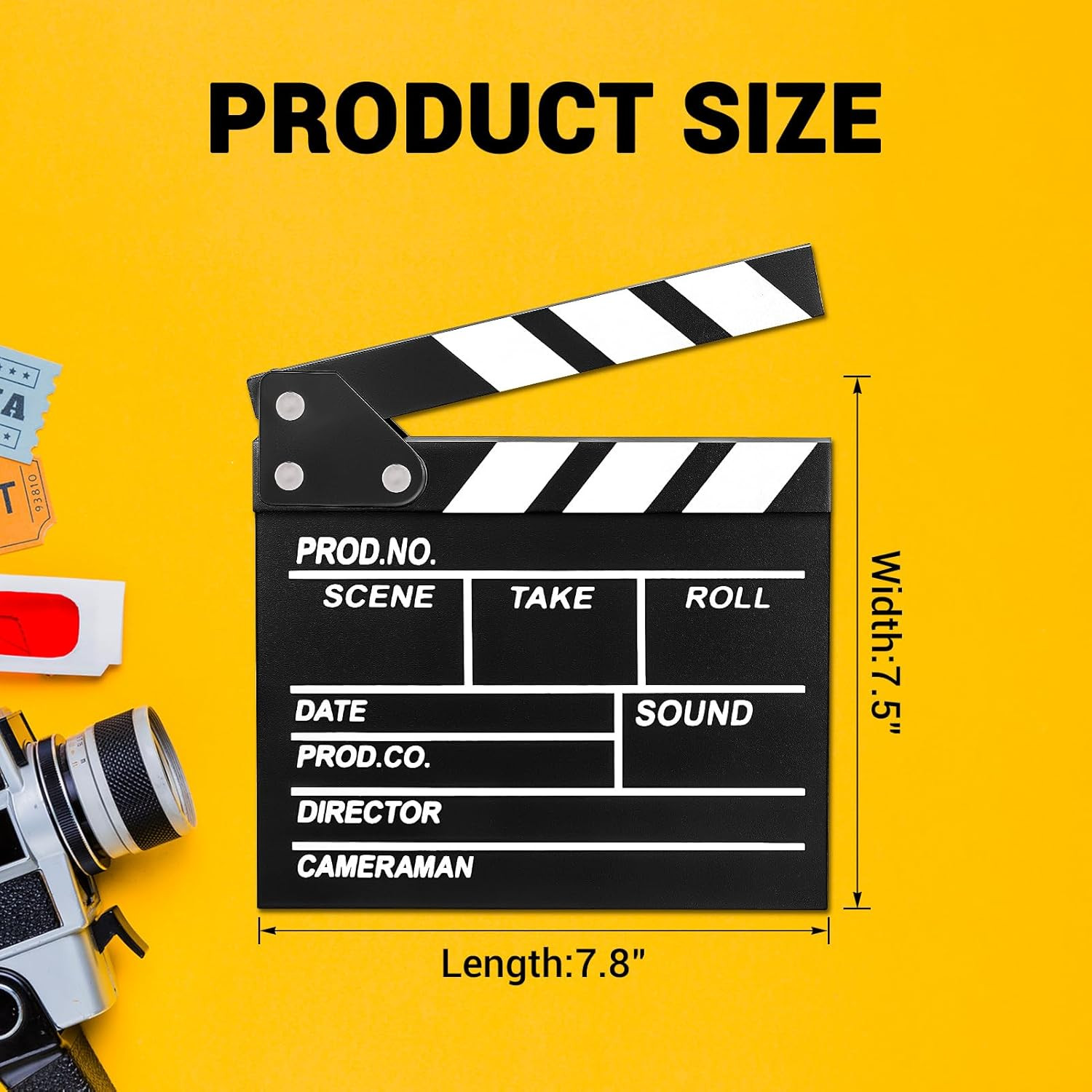 Hollywood Wooden Clapboard with Erasable Pen for Film and Photography Studio