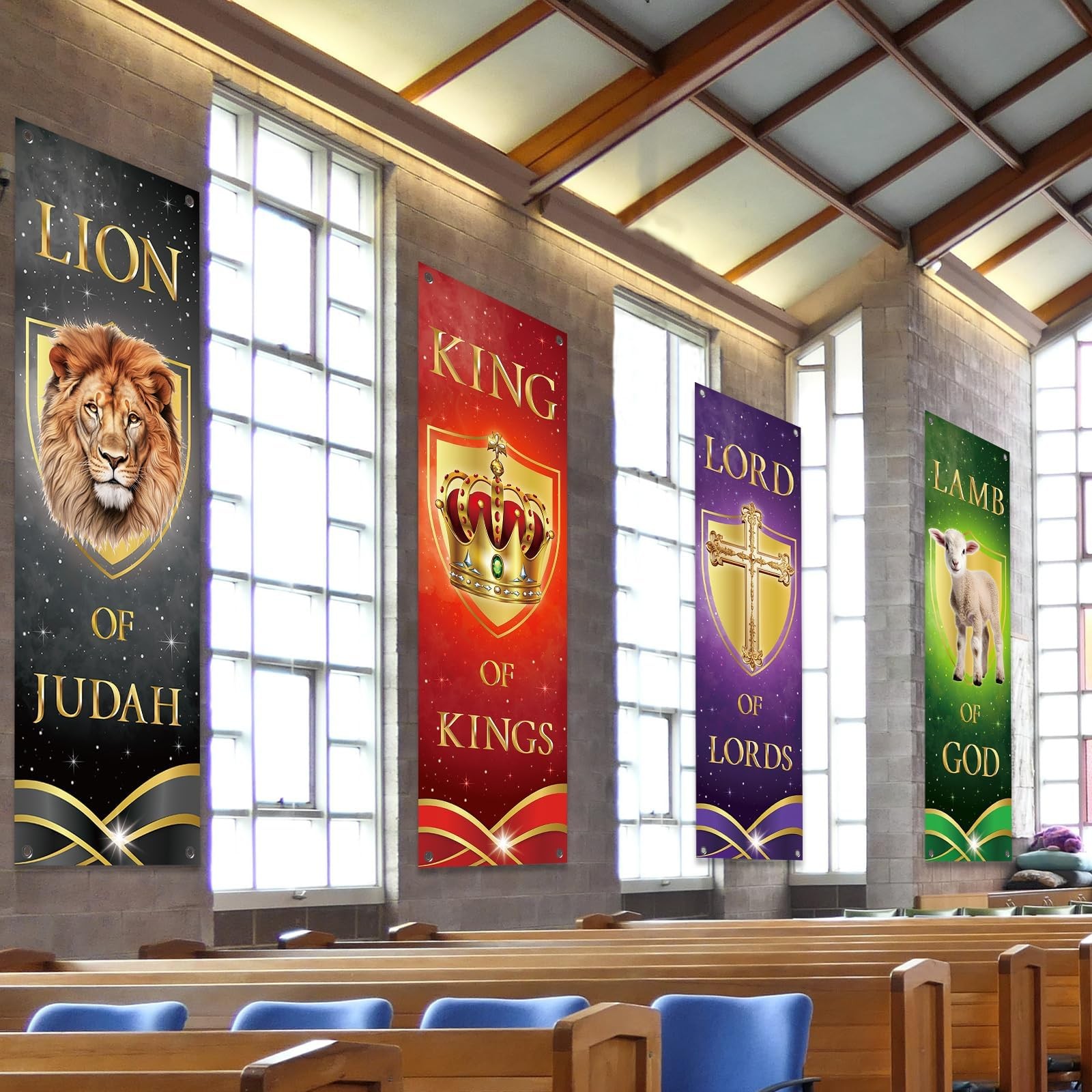 4Pcs Church Banners for Sanctuary Wall Welcome Religious Christmas Banners Ha…