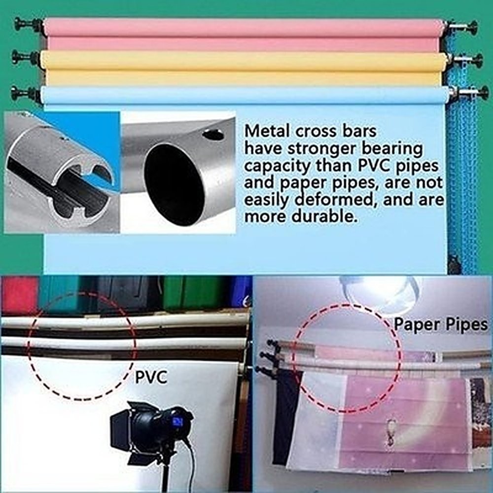 118in 3m Stainless Metal Tube Crossbar for Studio Backdrop Wall Mount #R016