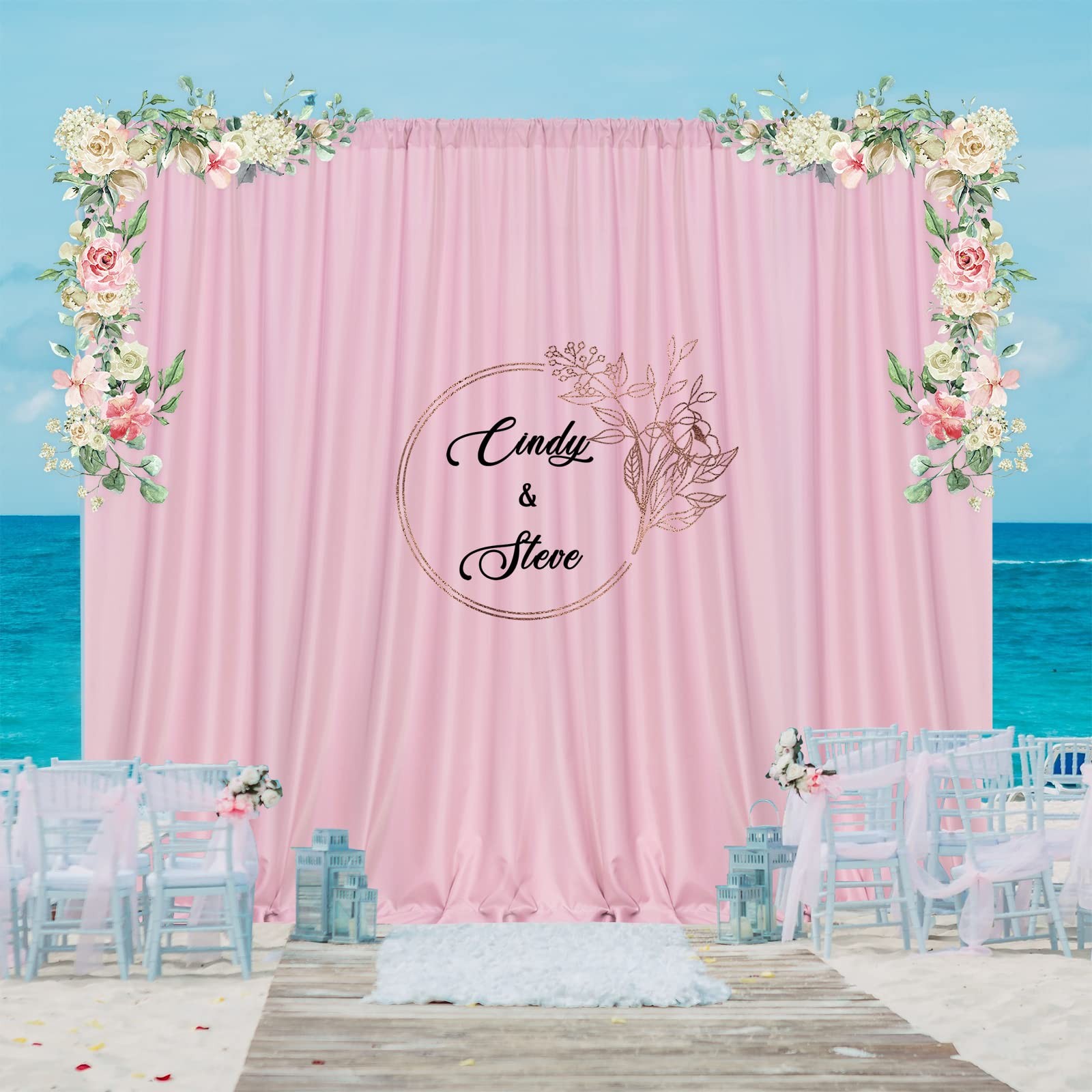 Pink Backdrop Curtain 2 Panels 5×7 Ft Rod Pocket Drapes Photography Decor