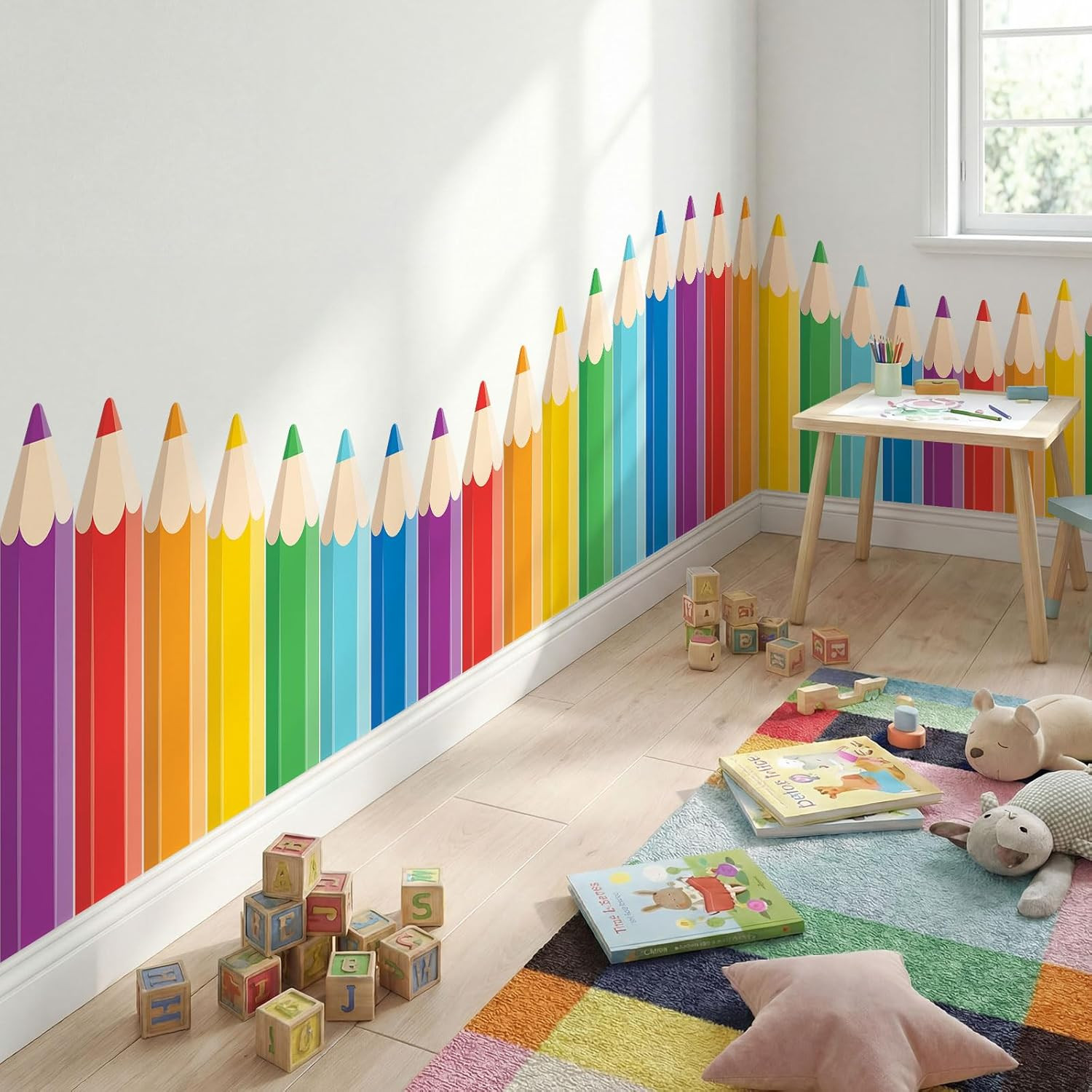 9.8 Ft Colorful Pencil Classroom Wall Decor Fabric Back to School Classroom Wall