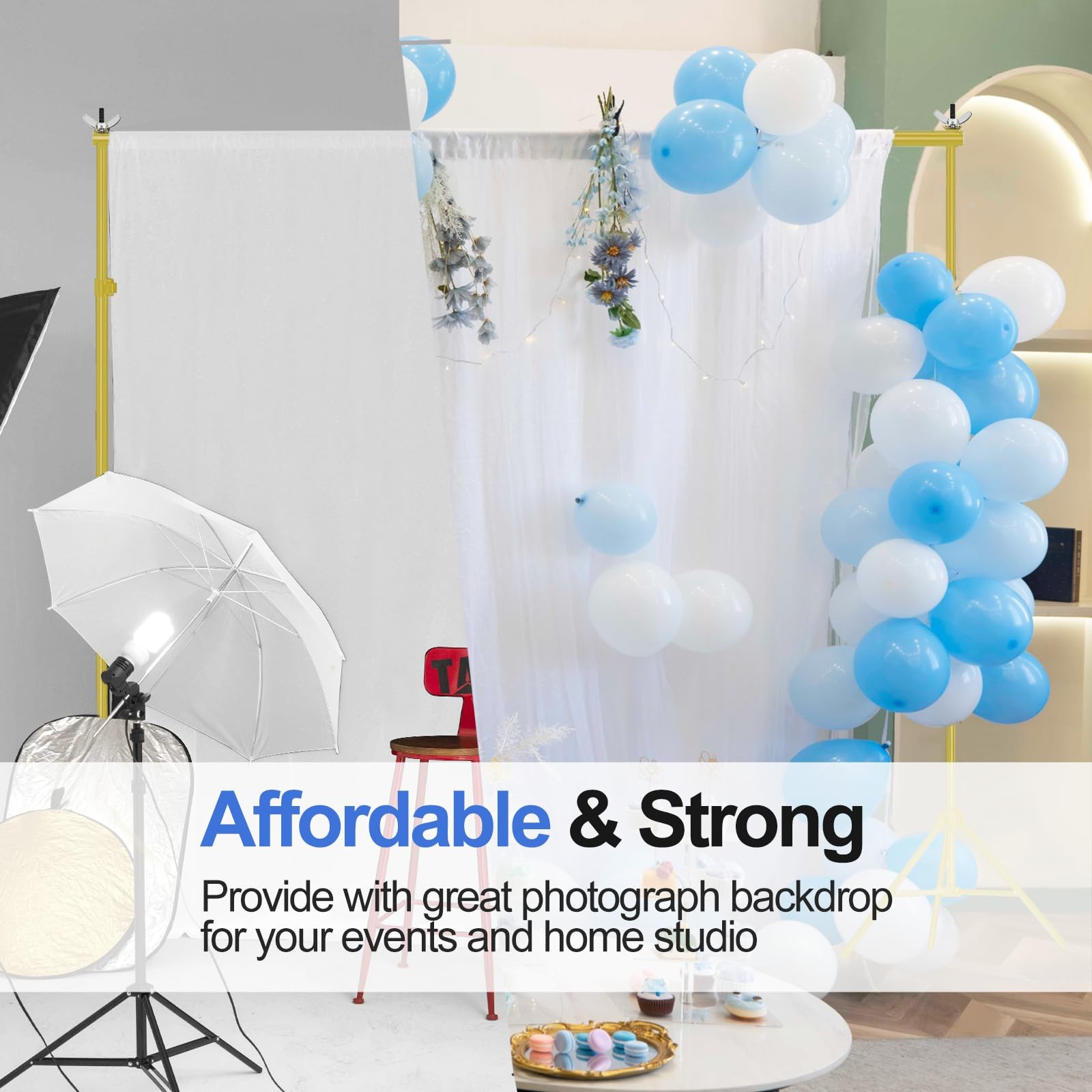 Backdrop Stand 10×8.5ft(WxH) Photo Studio Adjustable Background Stand Support…