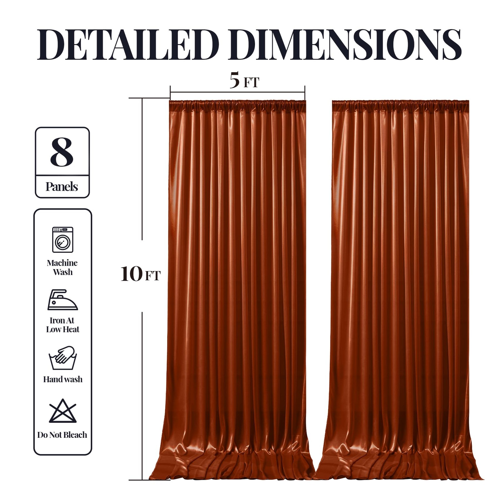 40x10ft Terracotta Glitter Backdrop Curtain W5 x H10′(8 Panels),
