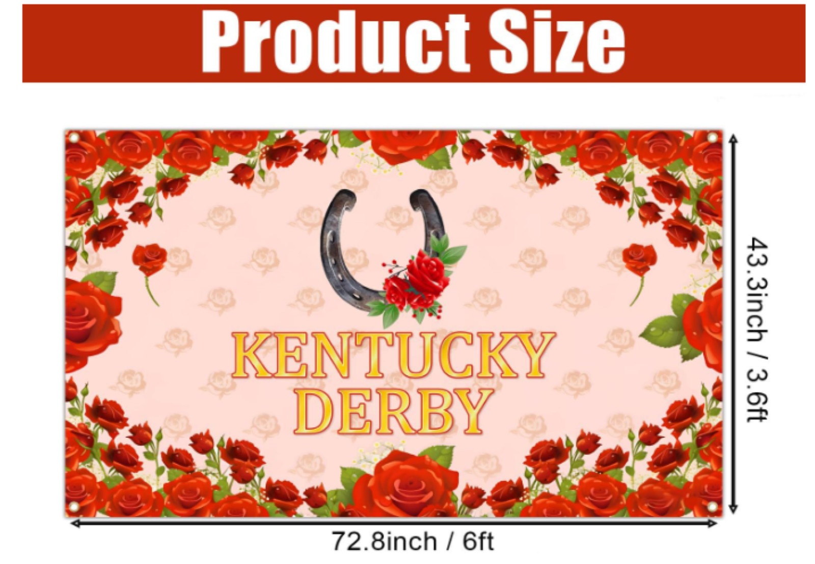 Kentucky Derby Photo Backdrop Large 71″ x 43″ Derby Day Banner Horse Race Party