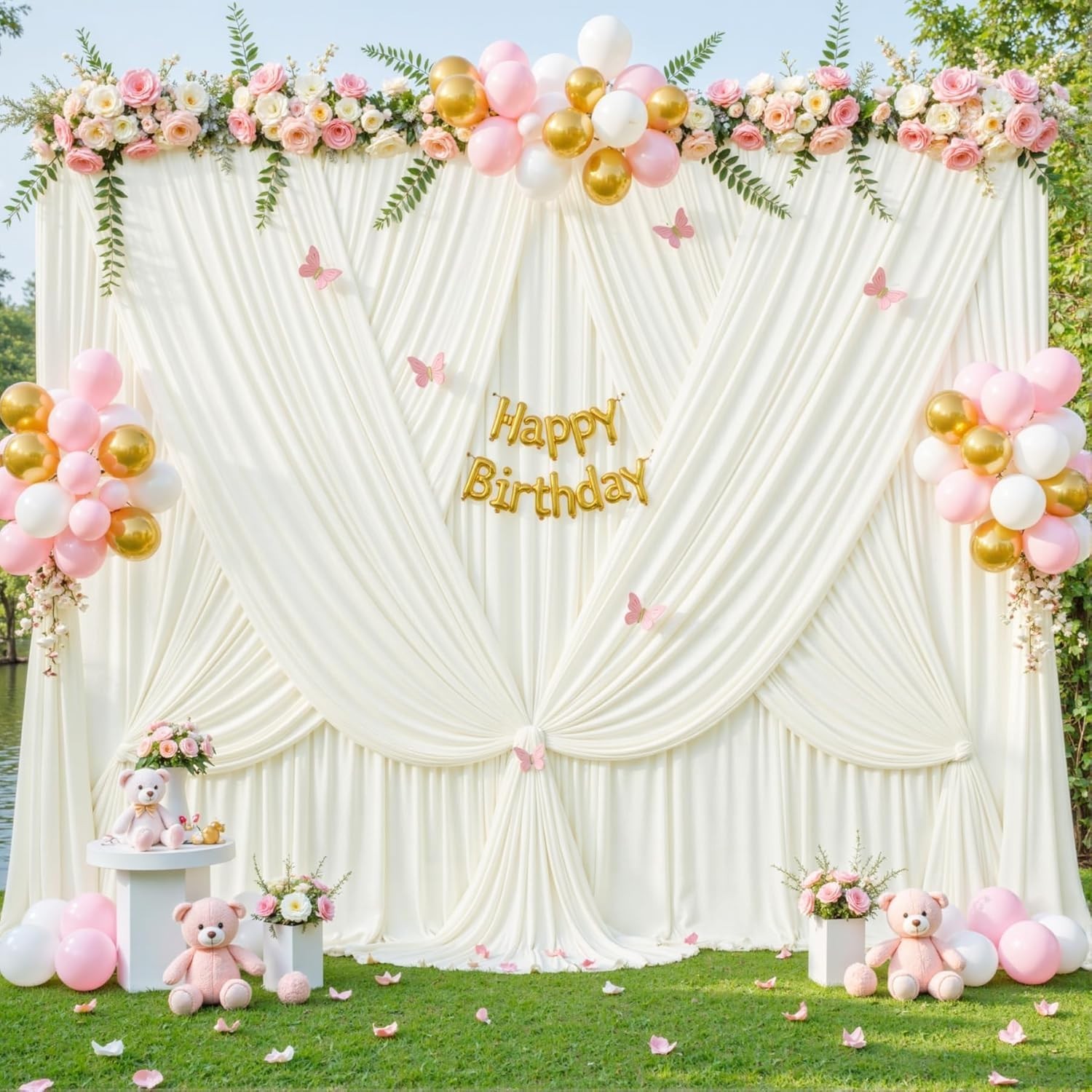 Ivory Backdrop Curtain for Wedding Parties Wrinkle Free Ivory Photo Curtains …
