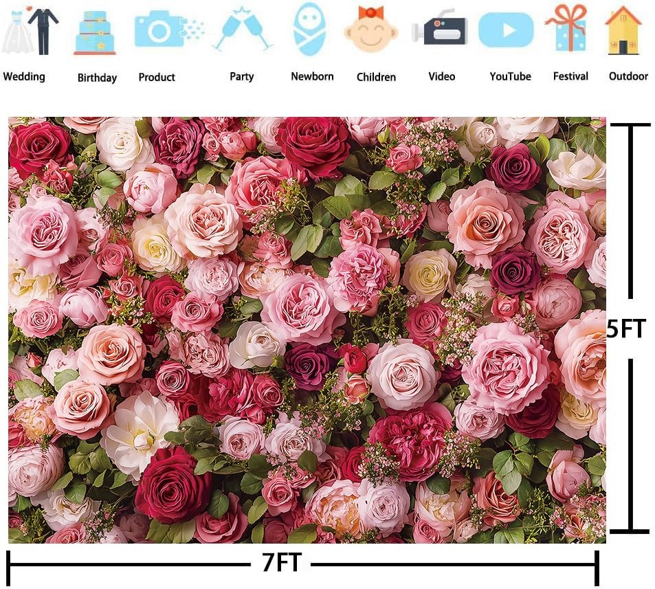 7x5ft 210x150cm Floral Photo Backdrop Pink Flower Blossom Mothers Day