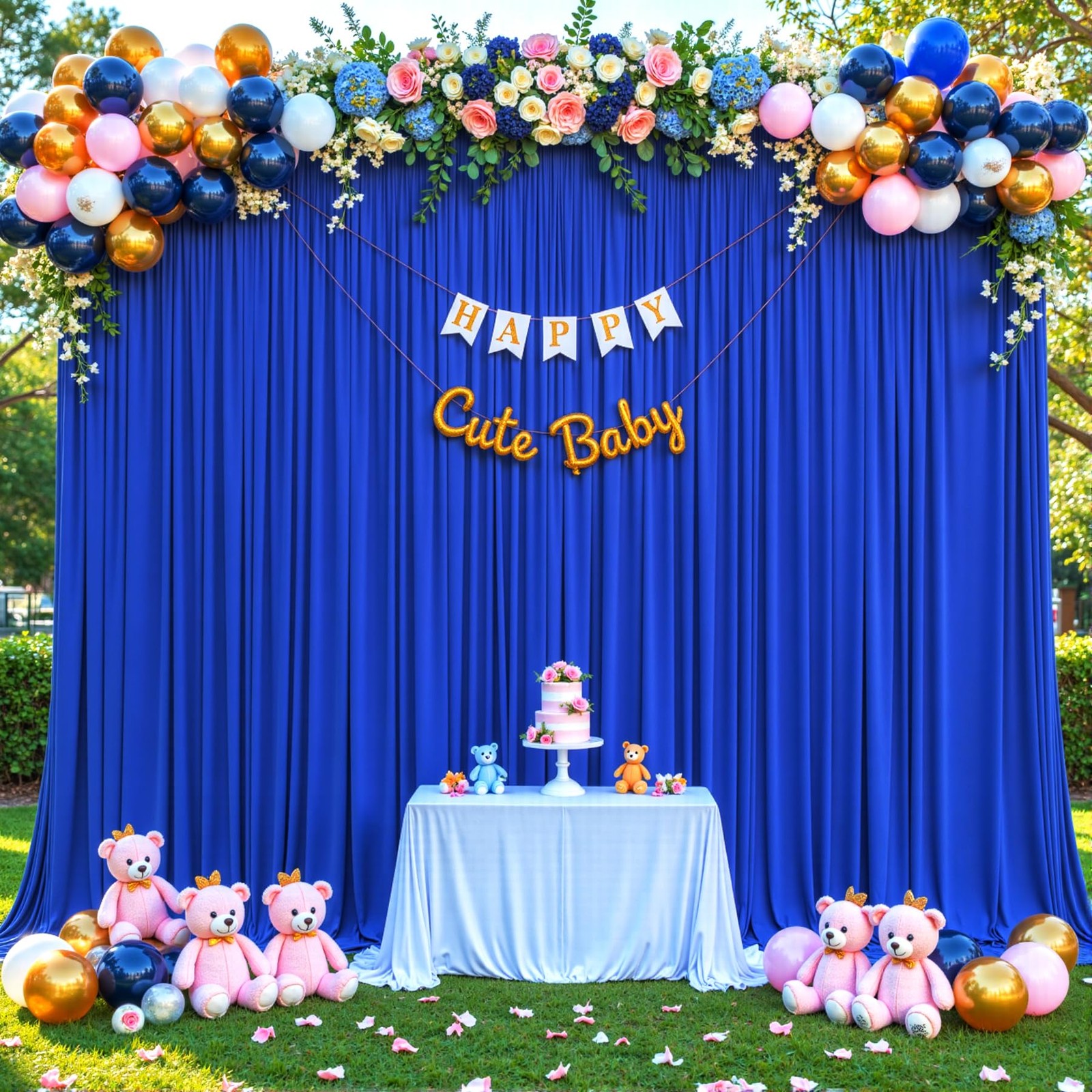 10×10 Royal Blue Backdrop Curtain for Parties Wrinkle Free Blue Photo Curtains