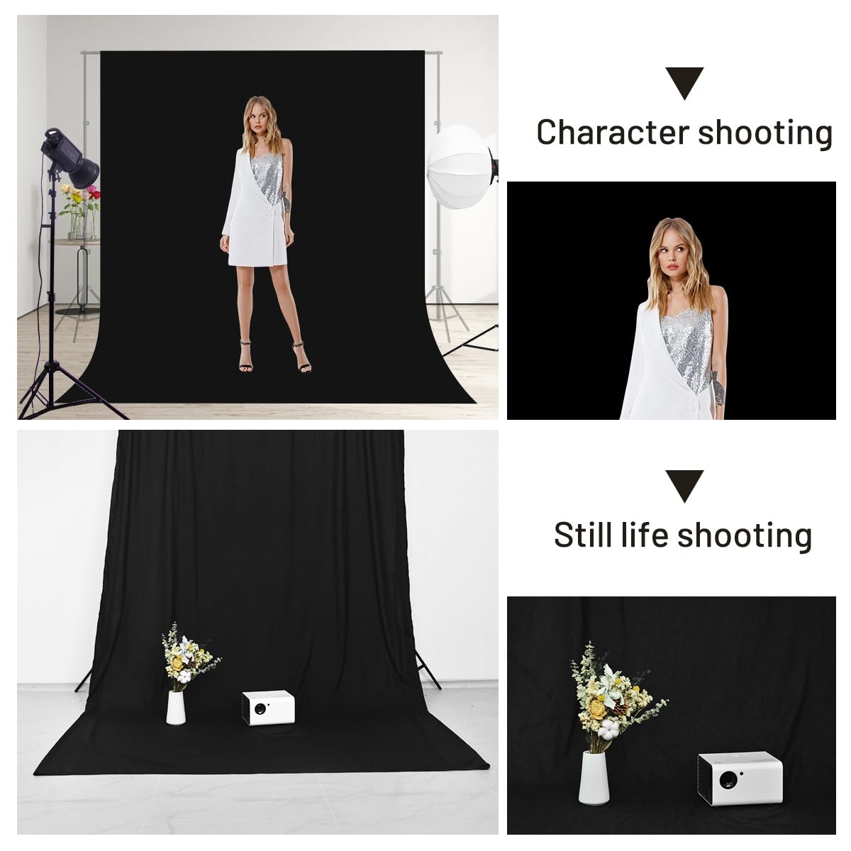 Black Backdrop for Photoshoot 7 X 10 FT, Large Photography Photo Backdrop Bac…
