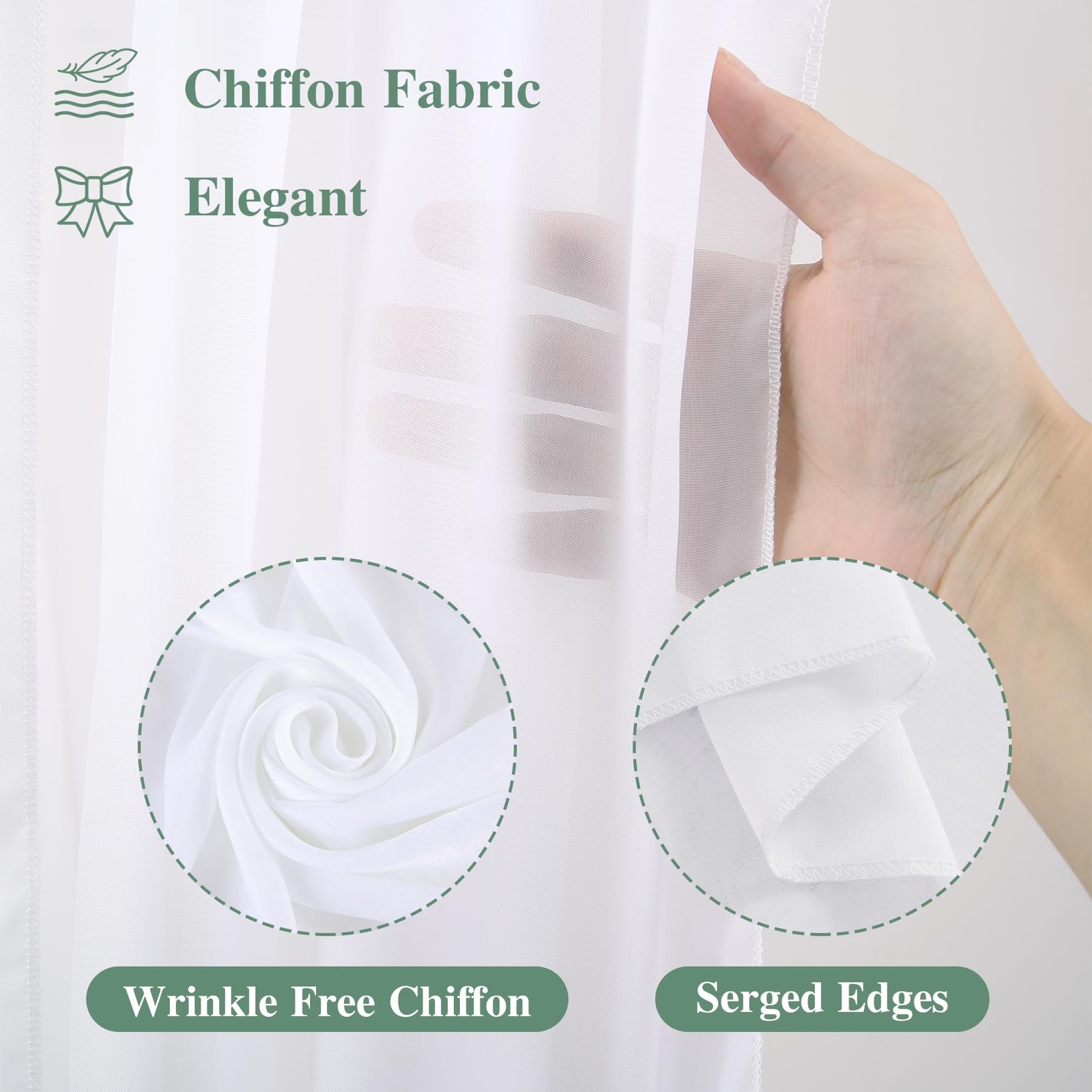 Wedding Arch Draping Fabric, 2 Panels 18FT White Sheer Backdrop Curtain Chiff…