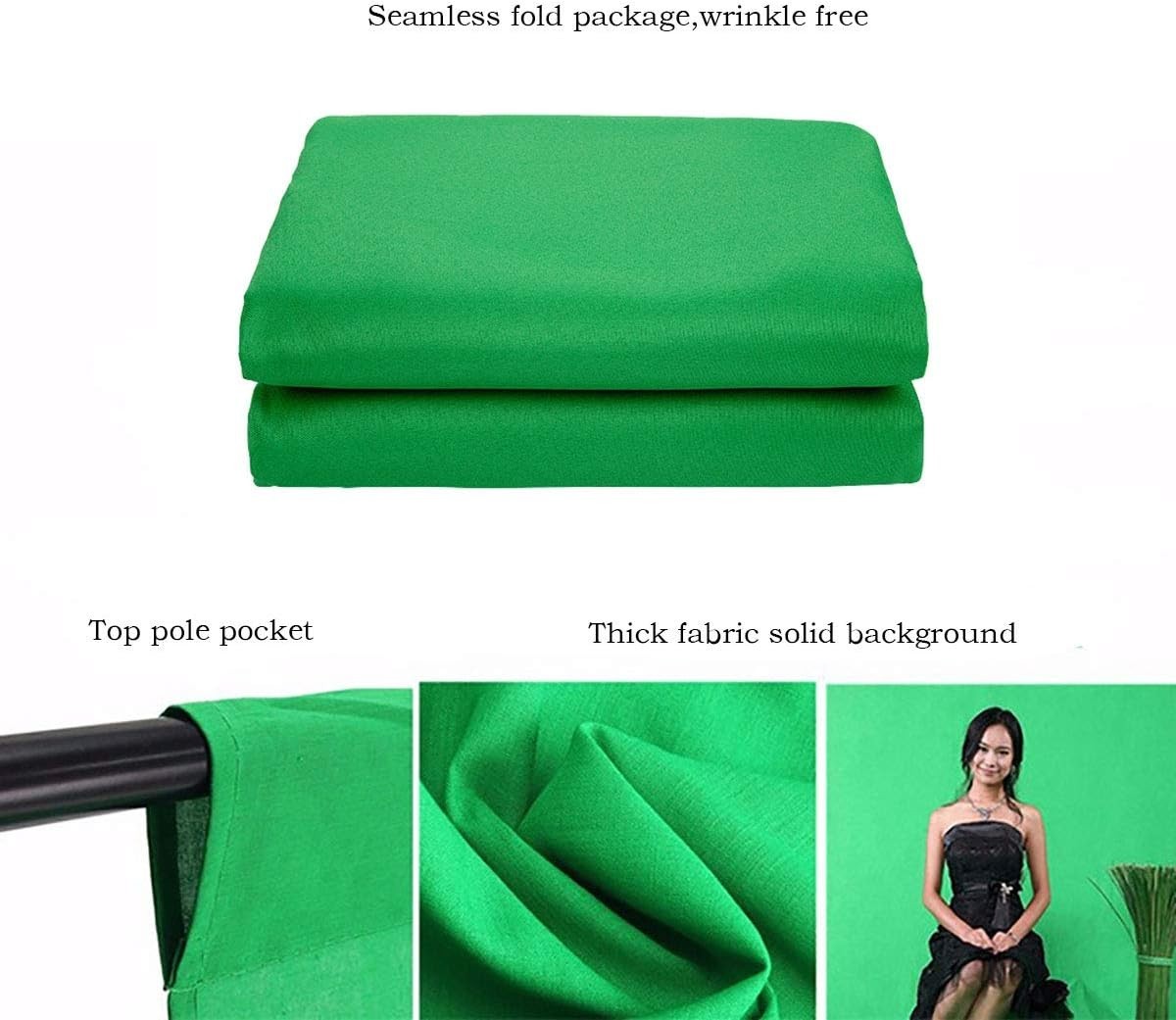 Portable Green Muslin Backdrop 5x7ft – Easy Setup for Photography & Videos