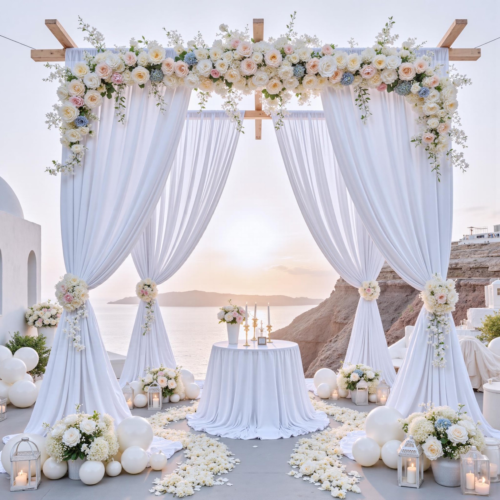 20 ft x 10 ft Wrinkle Free White Backdrop Curtain for Wedding Parties, Polyes…