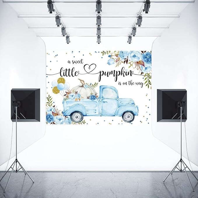 Aperturee Little Pumpkin Baby Shower Backdrop 7x5ft