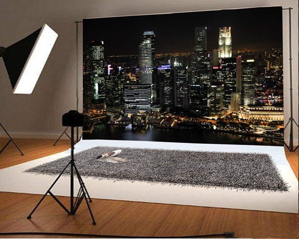 Laeacco 7x5ft Aerial View Famous Big City Backdrop for 7x5FT, Black