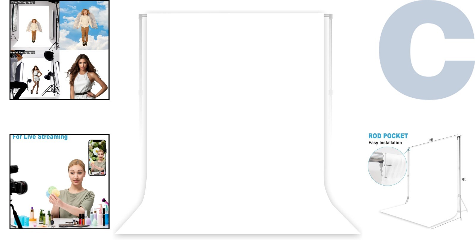 Professional White Photography Backdrop 5×7 FT – Ideal for Weddings & Events