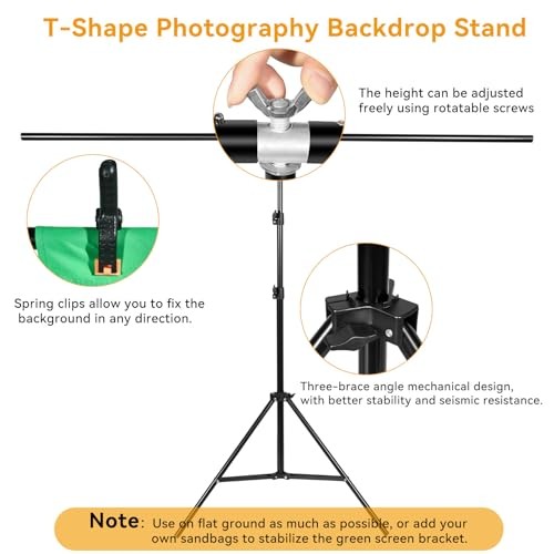 Green Screen Backdrop Kit 6.5×5 ft Portable Chroma Key Background with T