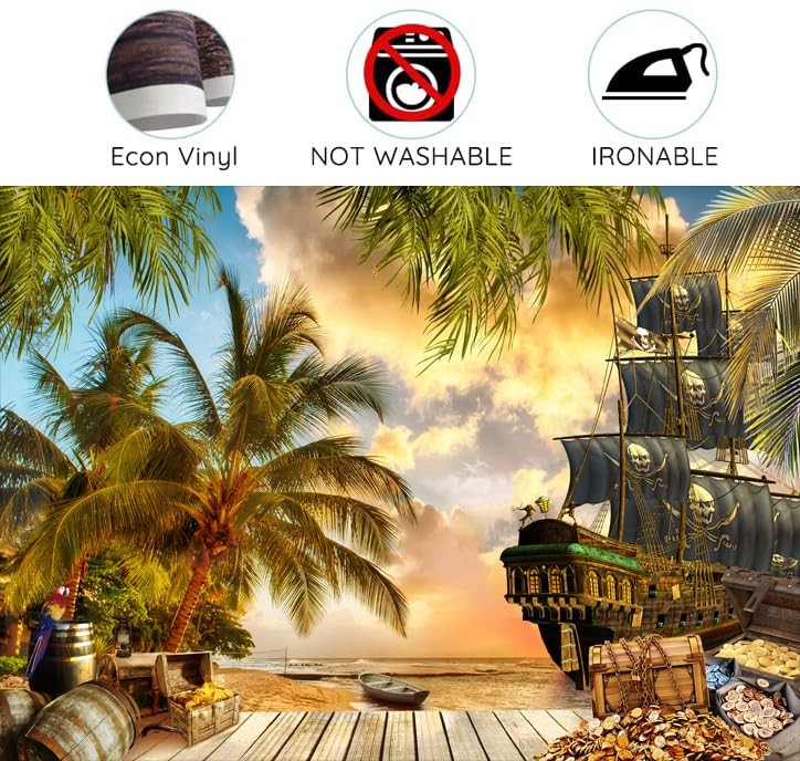 10X8ft Pirate Theme Photo Backdrop Photography Background, 10X8FT, Green-01