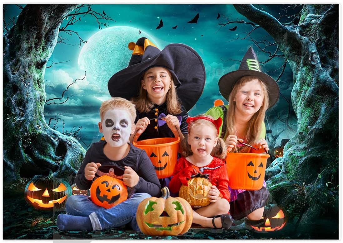 Halloween Party Supplies Horror Moon Scary Cemetery Pumpkin Props 7×5 Feet