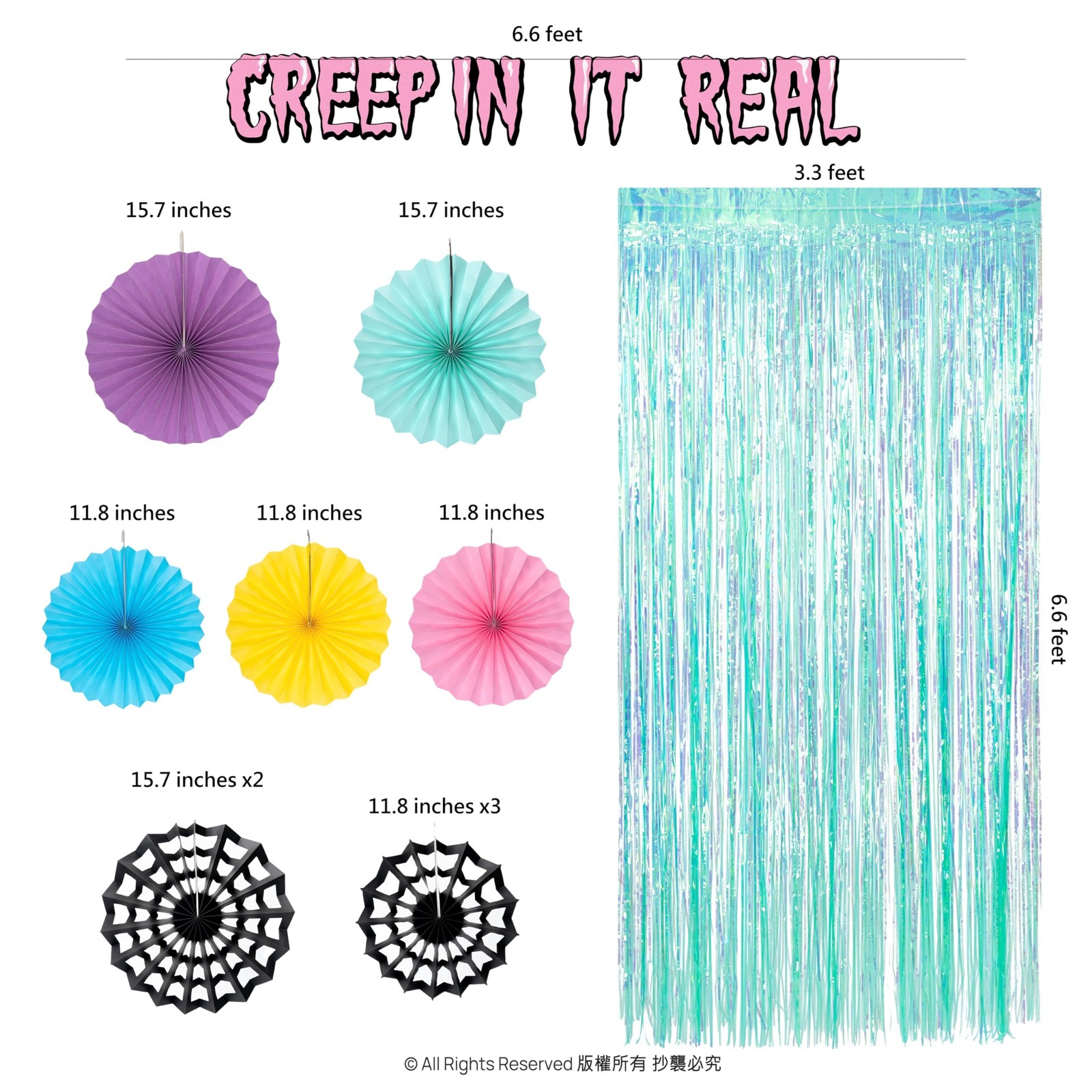 Cyan Summerween Spider Backdrop Banner Party Decorations Pastel Foil Hallowee…