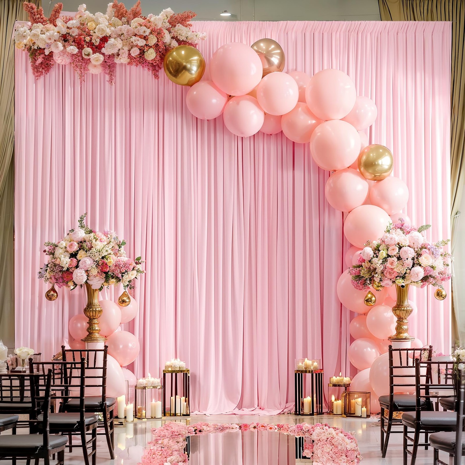 10x10ft Pink Wrinkle Free Polyester Photography Backdrop Curtain Panels Drapes