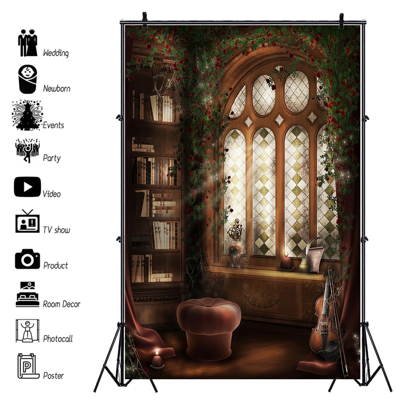 Magic Library Blackboard Backdrop 3x5ft Photography Background Bookshelf