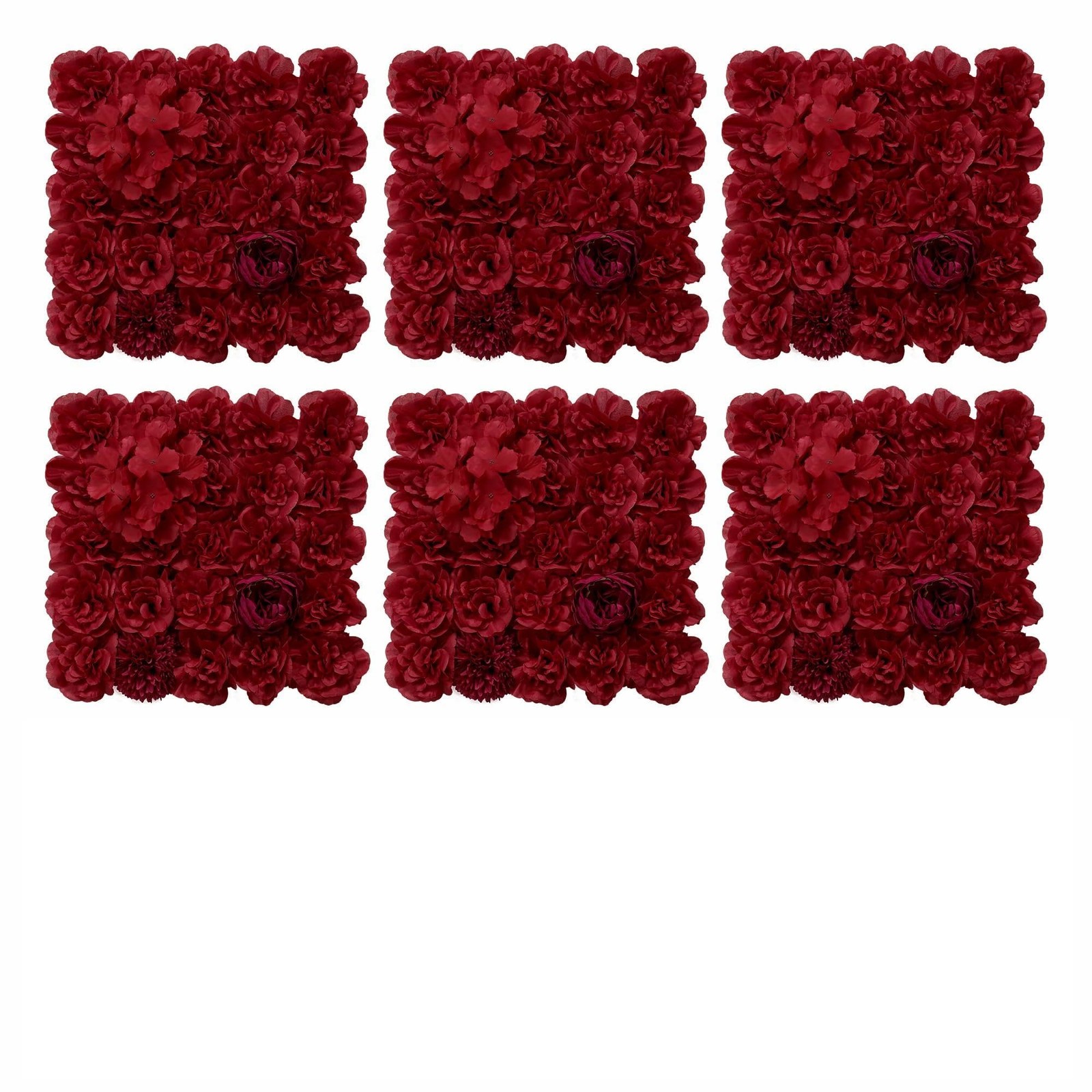 Flower Wall Backdrop 6 pcs 16.5×16.5 Inch Artificial Floral Wall Panel Silk R…