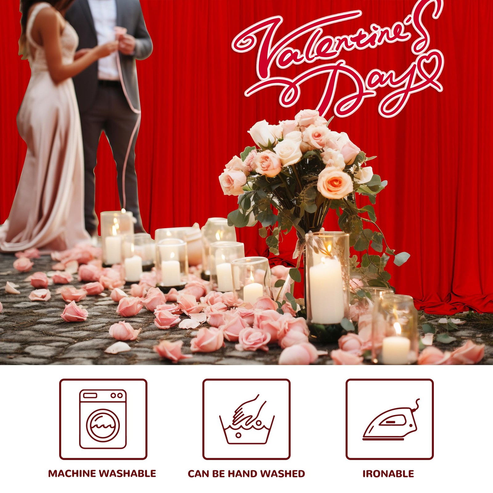 Red Backdrop Curtains For Party Wedding Ceremony Fabric Drapes 5x7ft 2 Panels