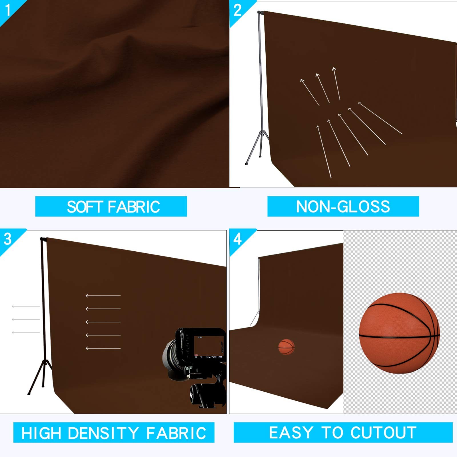 5X7 ft Brown Photo Backdrop, 1.5X2.1 Meters, Collapsible, Photography, Video