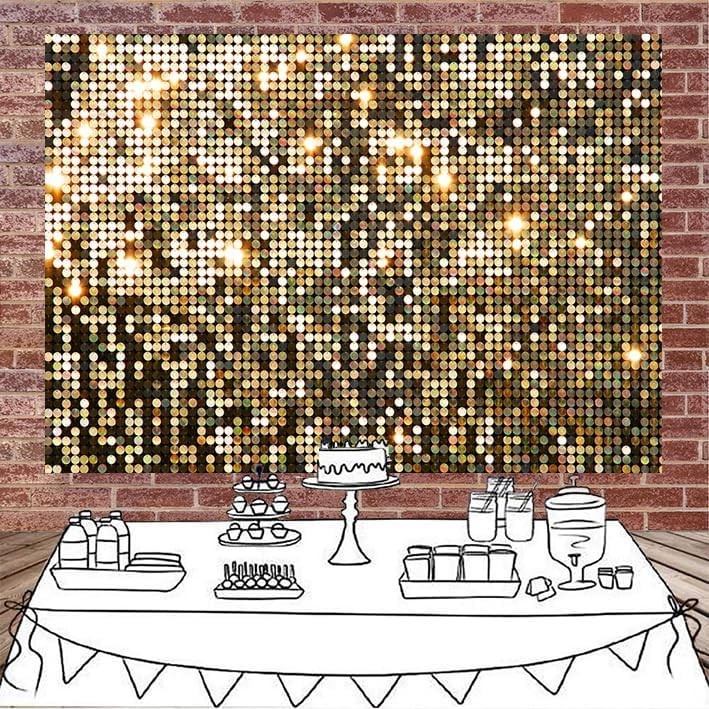 7x5FT Gold Sequin Backdrop Does Not Glow (Better Photo Effect) Vinyl Party New