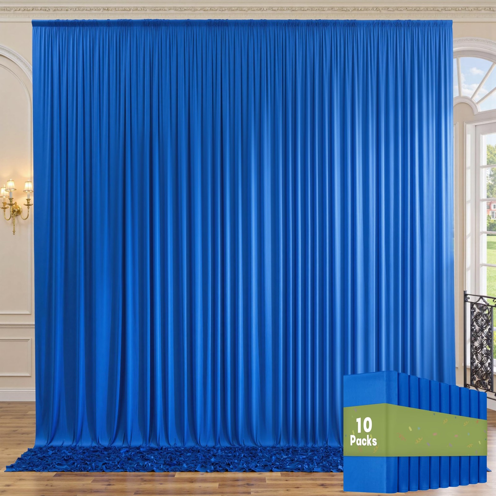50ftx10ft Wrinkle Free Royal Blue Backdrop Curtains for 50ftx10ft,