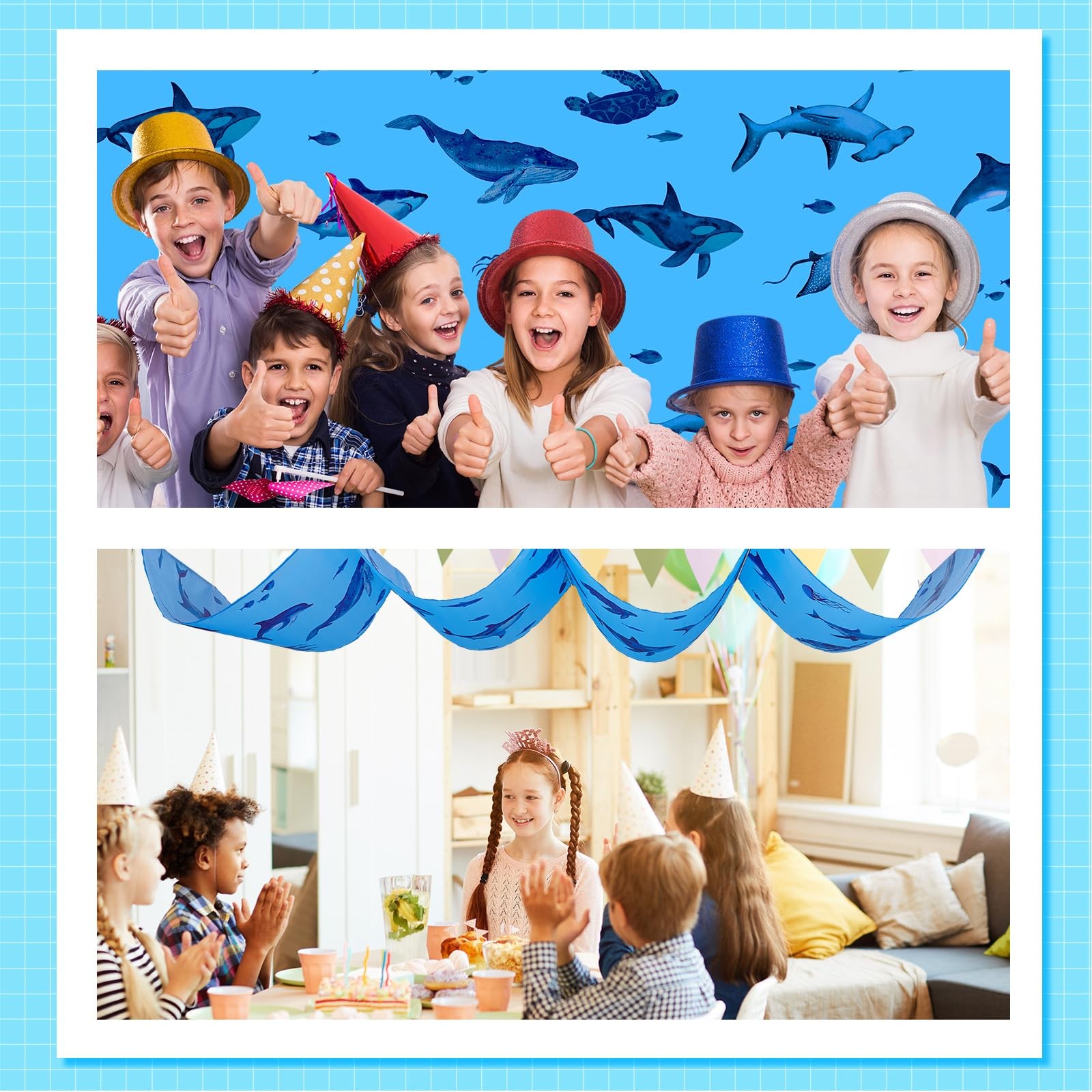 32 Inch x 16 ft Under The Ocean Classroom Decorations Shark Whale Ceiling Dec…