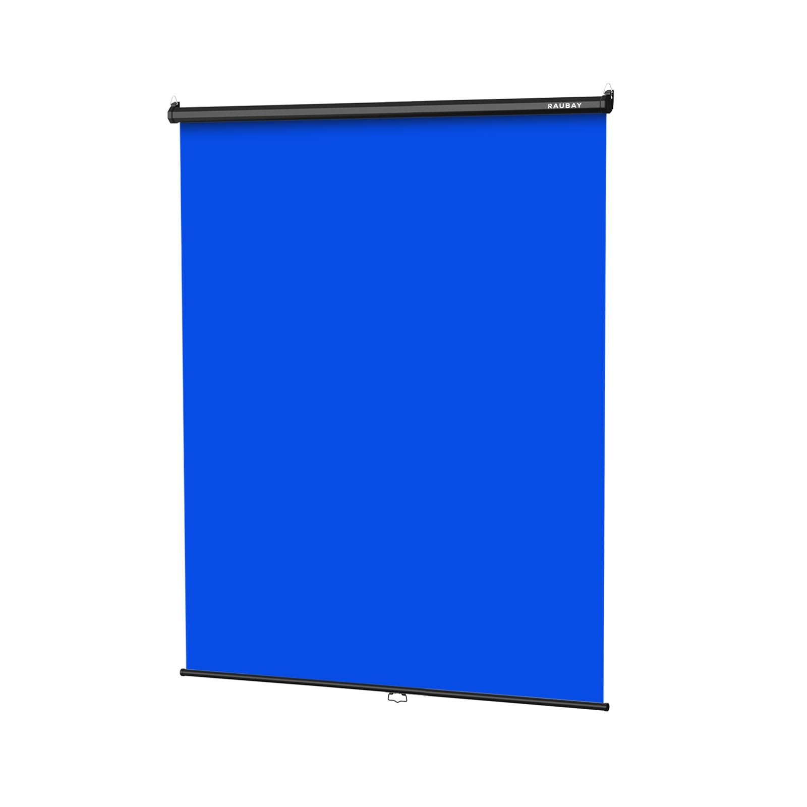 RAUBAY Retractable Pull Down Blue Screen – Standard(59.8 x 86.6in),