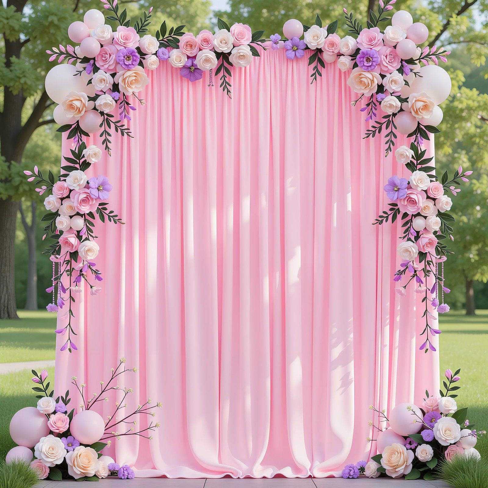 2 Panels 10×8 Ft Pink Backdrop Curtains Polyester Fabric Drapes With Rod Pocket