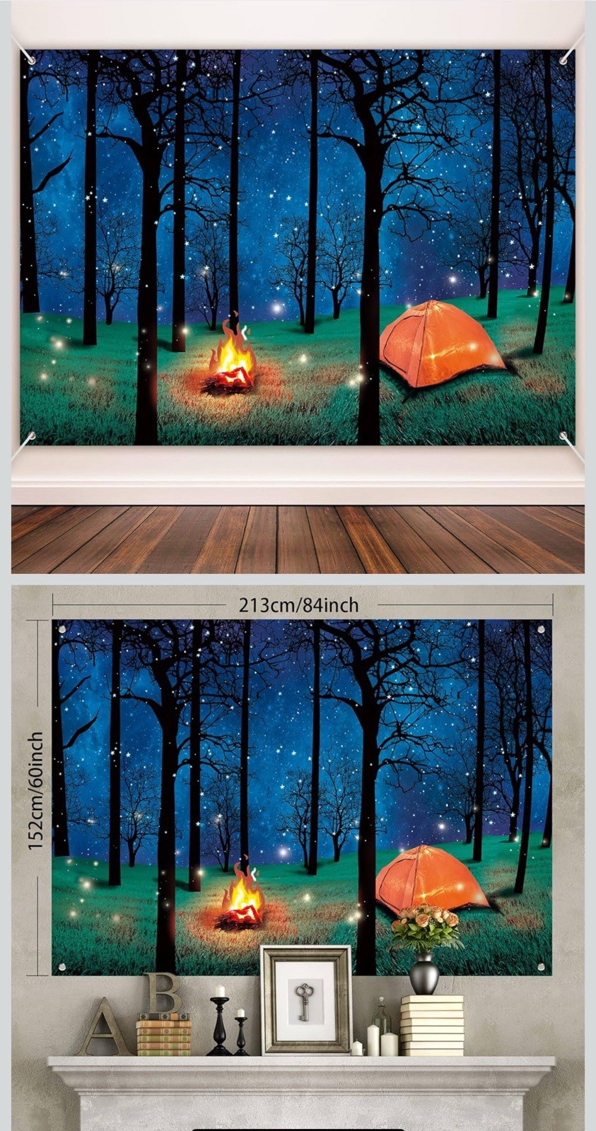 7x5Ft Camping Backdrop Forest Scene Camping Photography Background Party Decor