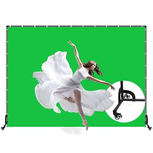 Backdrop Stand with Wheels & Backdrop 10x7ft(WxH) Screen with Stand, Green