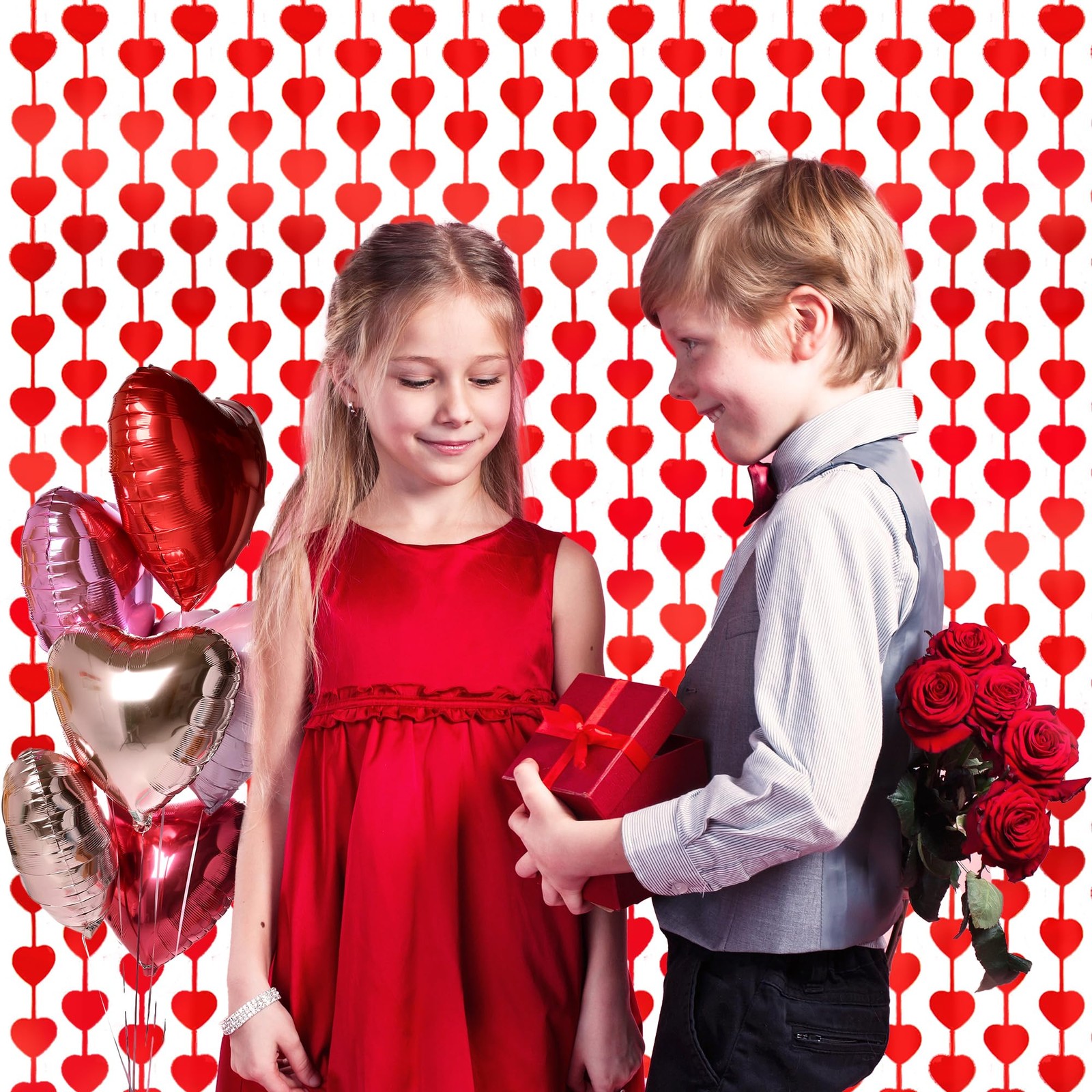 Valentines Day Decorations, 4 Pack 6.58 ft x 3.25 ft, Red