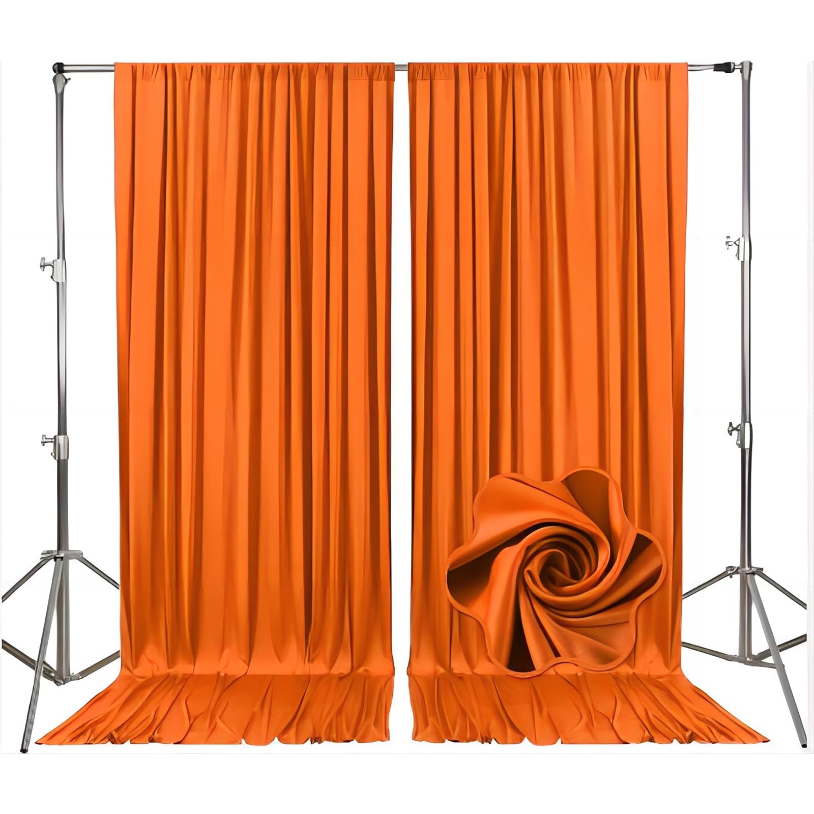 10Ft x 7Ft Orange Backdrop Curtains for Parties, Polyester Fabric Backdrop Dr…