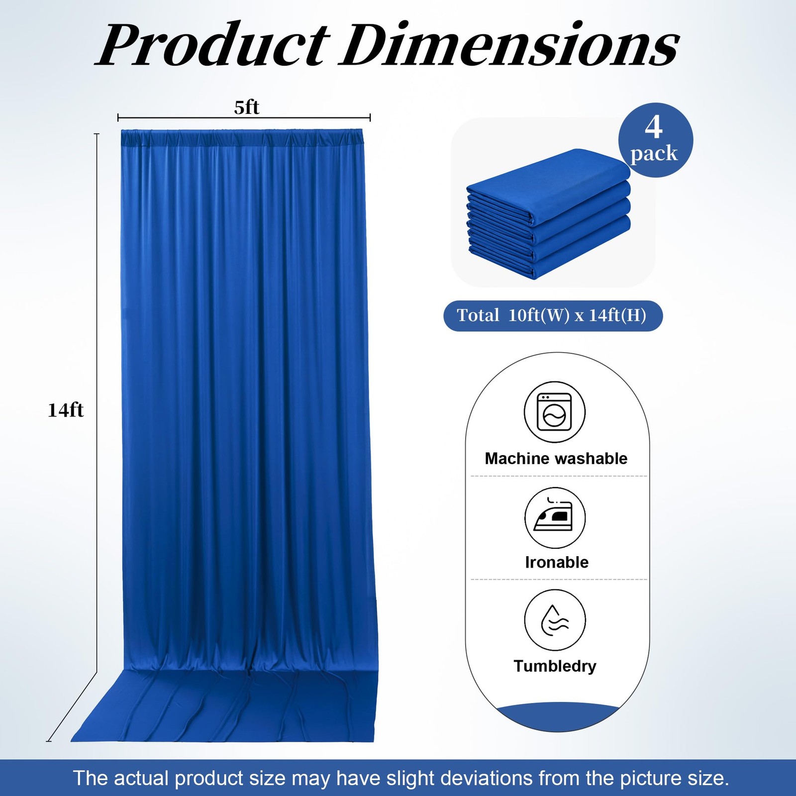 20ft x 14ft Royal Blue Backdrop Curtains, 4 Panels Wrinkle Free Soft Fabric D…