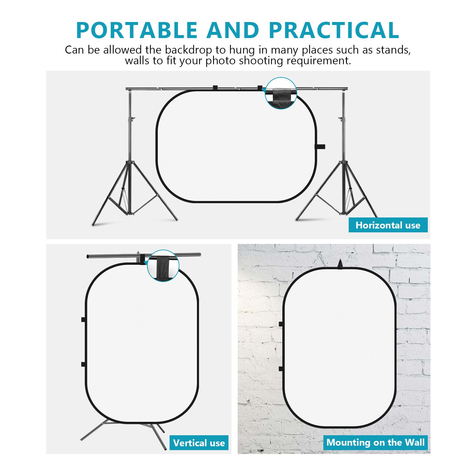 Neewer 5’x7′ Chromakey Black & White 2-in-1 Double-Sided Pop-Up Collapsible