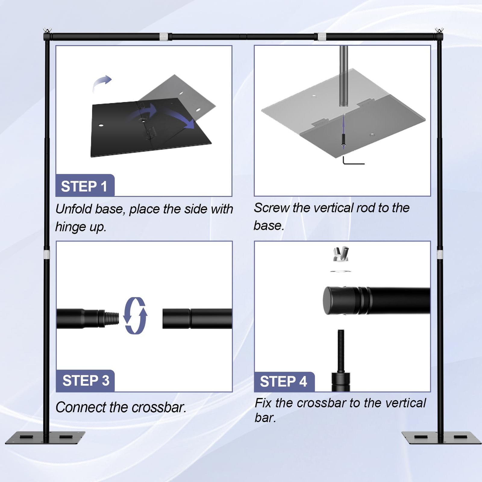 Heavy Duty Backdrop Stand, 10x10ft Adjustable Photo Background Support System…