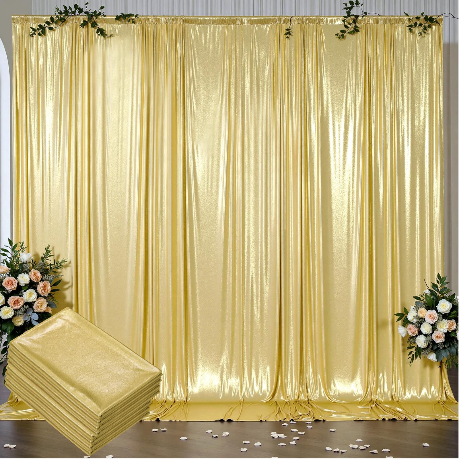 Outpain Thick 40 ft x 10 Gold Sequin 5′(W) x 10′(H), 8 panels,