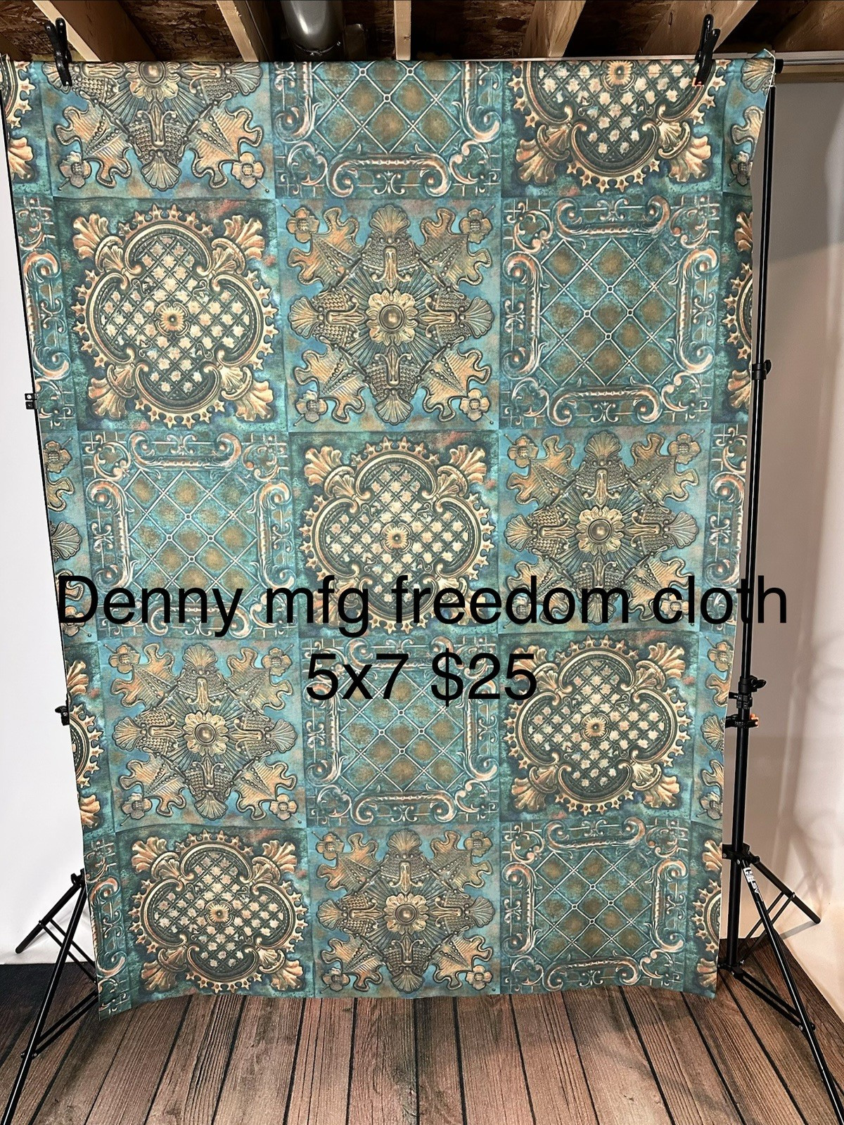 Denny Manufacturing Freedom Cloth CPM6626 5×7 Vintage Blue Beige Photo Backdrop