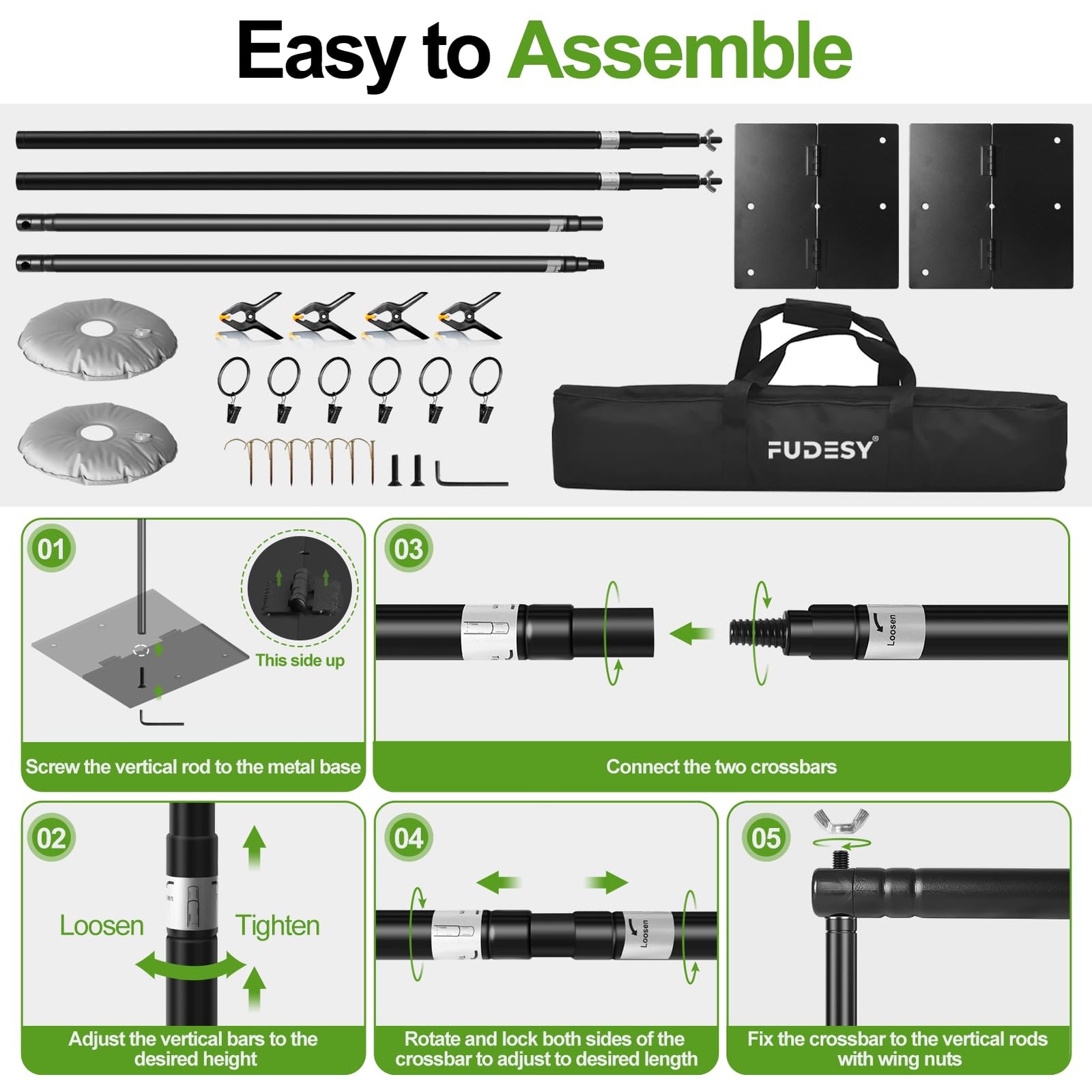 Backdrop Stand Heavy Duty, 10x10ft Adjustable Photo Background Pipe and Drape…
