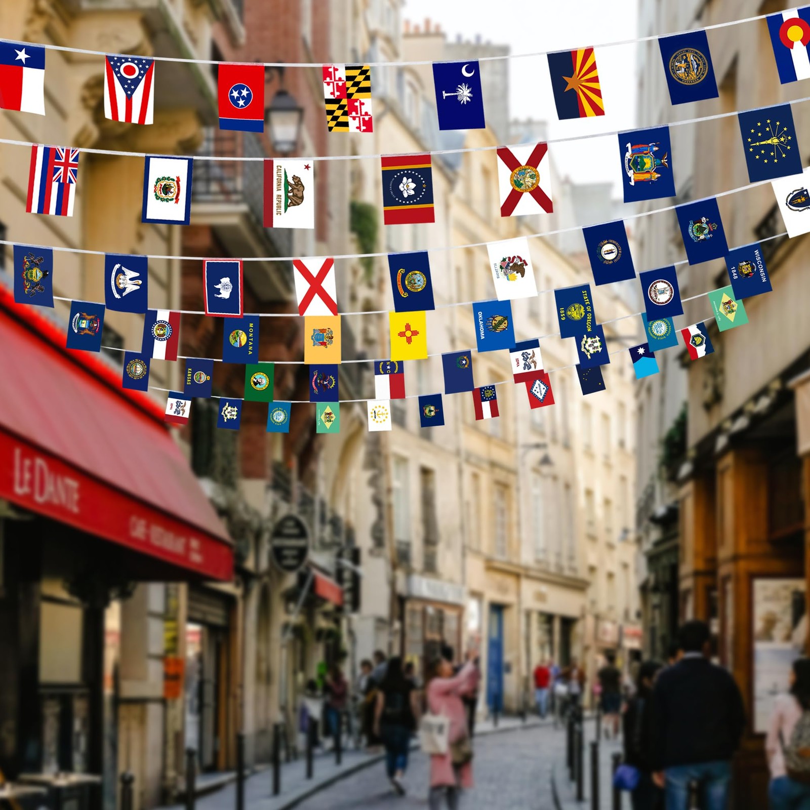 New 50 State Flags History Classroom Decor Olympic Mini Flag Banner String Se…
