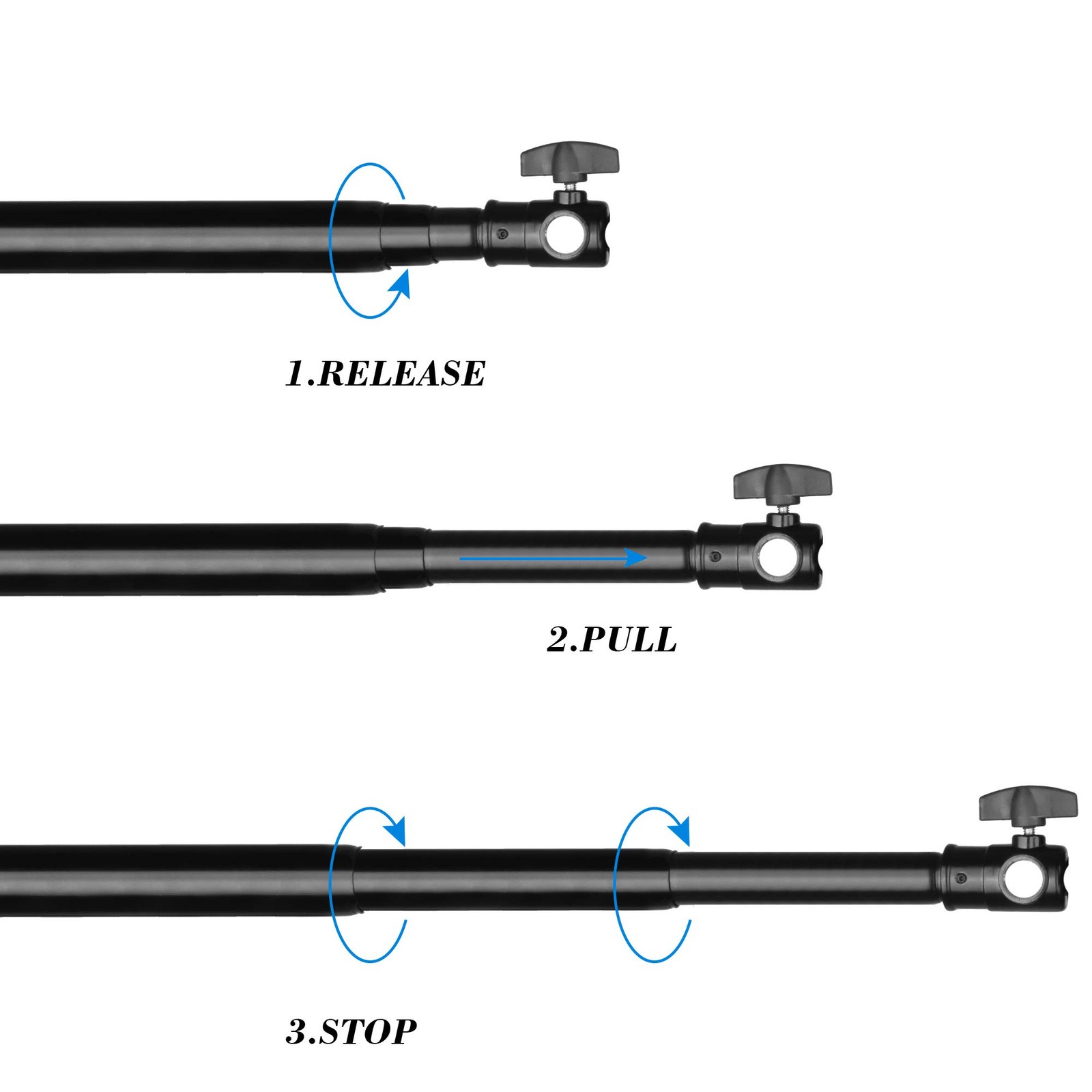 10 ft Backdrop Stand Aluminum Alloy Telescopic Crossbar, 3 Sections Twist Loc…