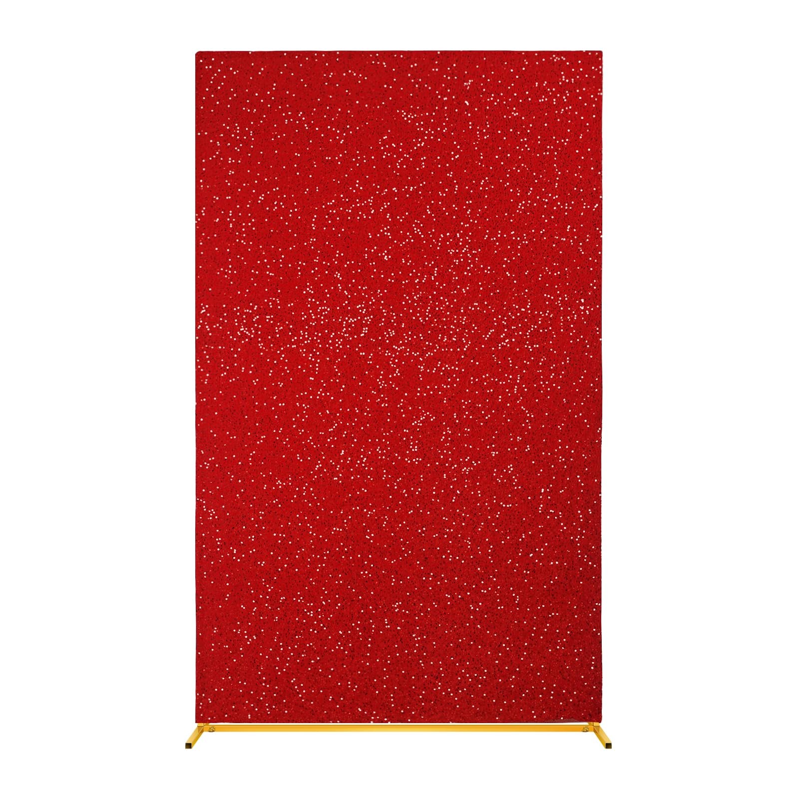 Square Wedding Arch Backdrop Cover, 6.6×4 Ft Velvet Red Sequin Backdrop Stand…