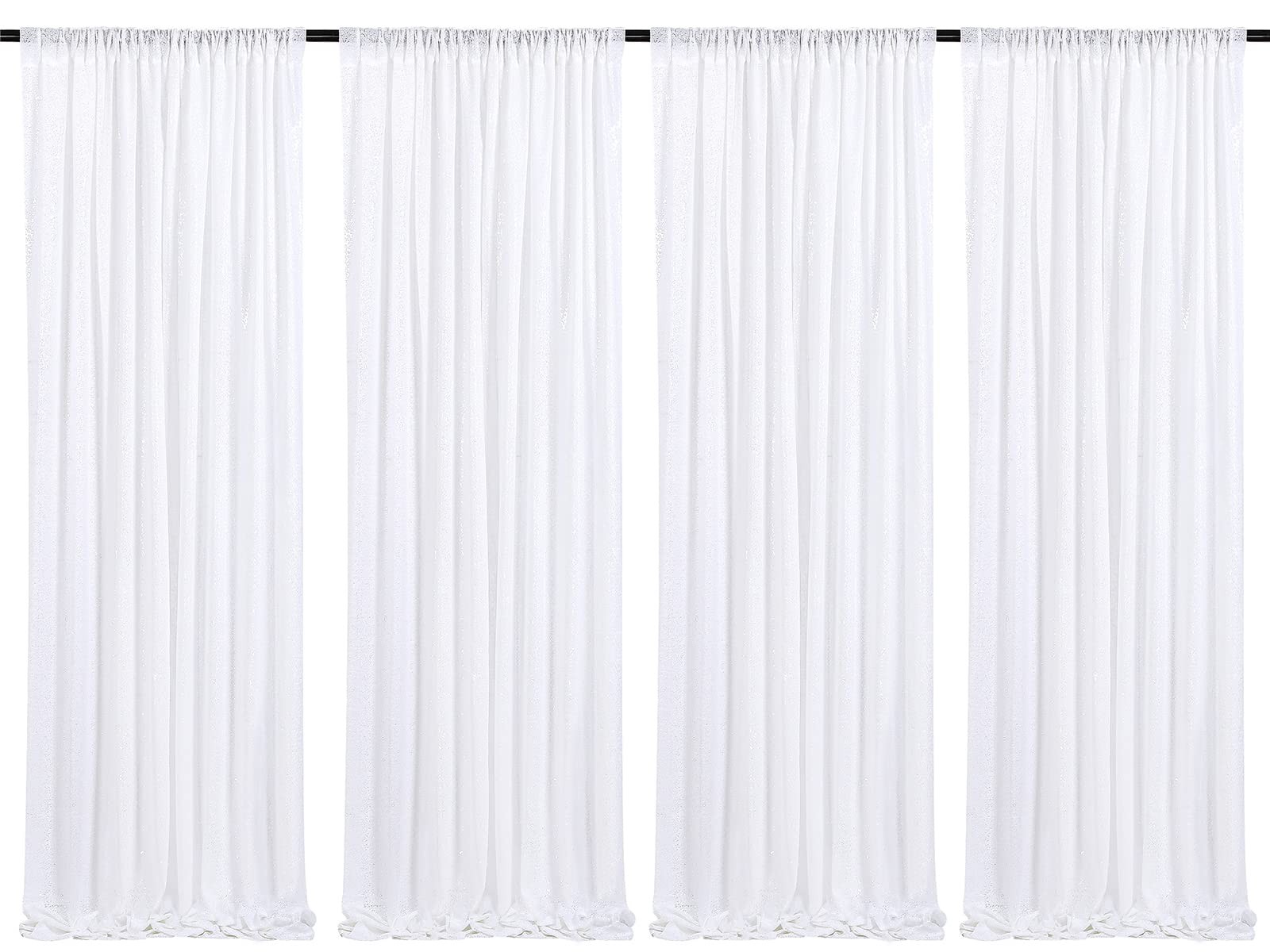 4 PCS 2ftx8ft White Sequin Backdrop Curtain, Glitter, Birthday Party Decor