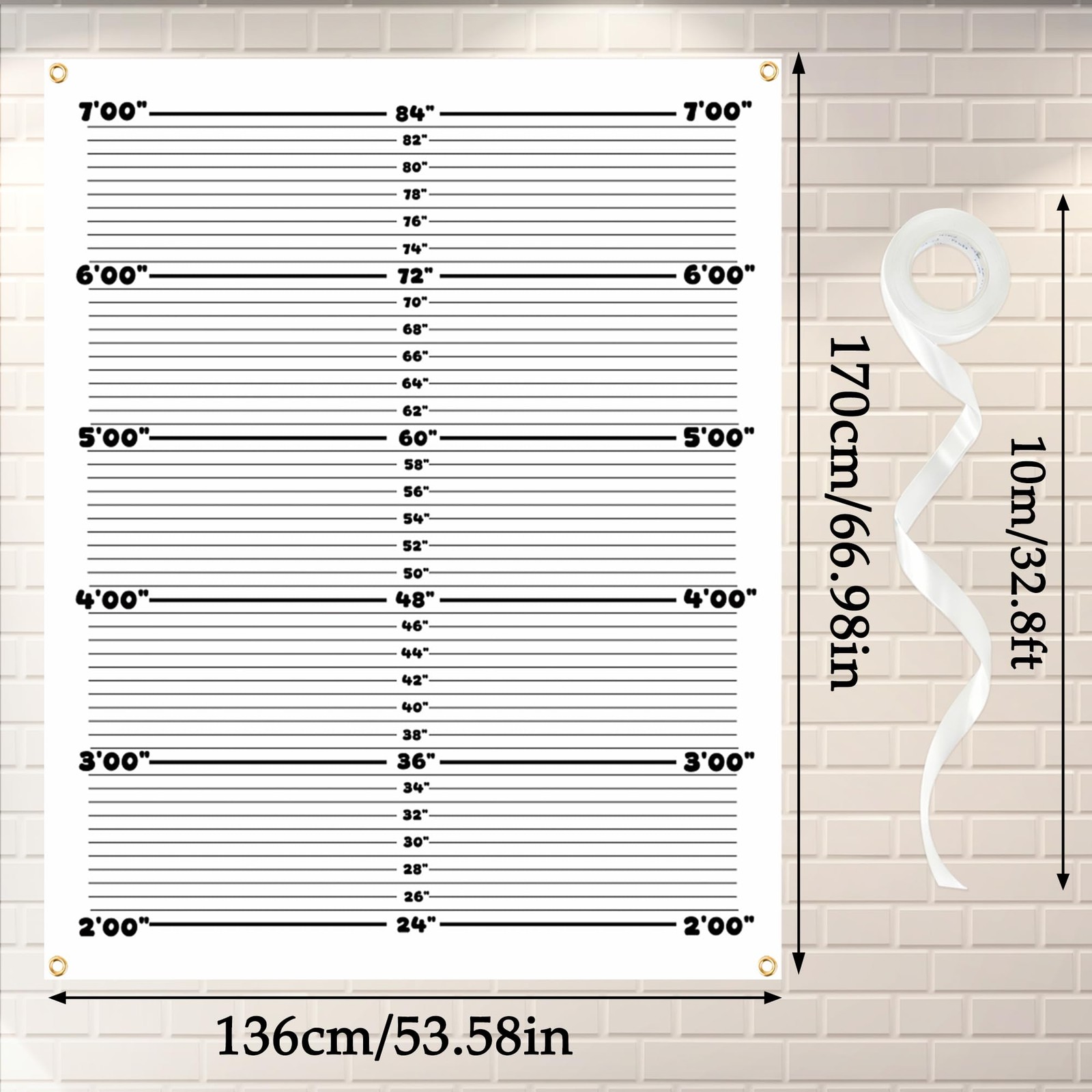 Mugshot Backdrop Photo Booth Banner 4.5 x 5.6 FT, 4.5×5.6FT,