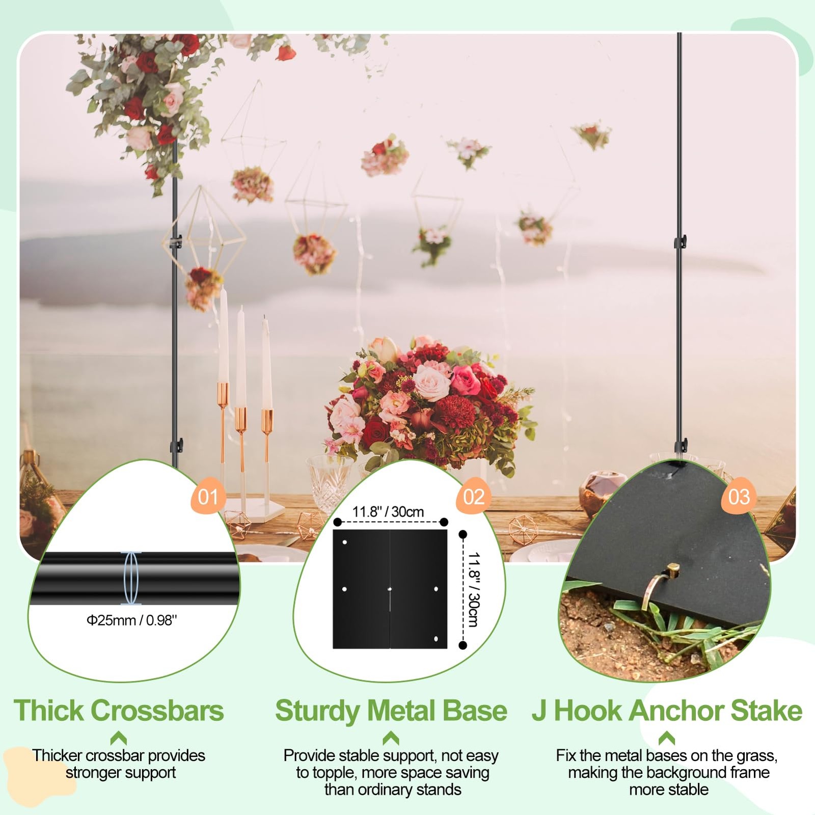 Heavy Duty Backdrop Stand, 10x10ft Adjustable Photo Background Stand Support …