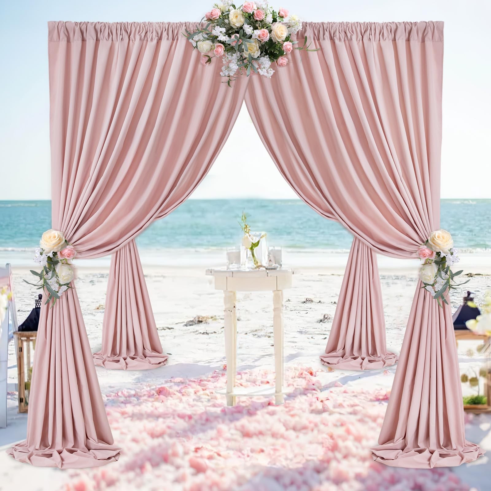 Dusty Rose Backdrop Curtains 2 Panels 5ft x 10ft for Wedding Party Decor